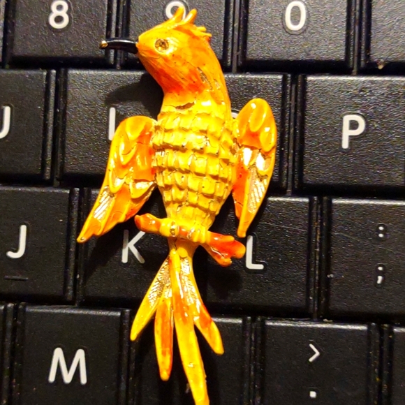 ART 1950s Vintage parrot enamel Brooch - Picture 2 of 2